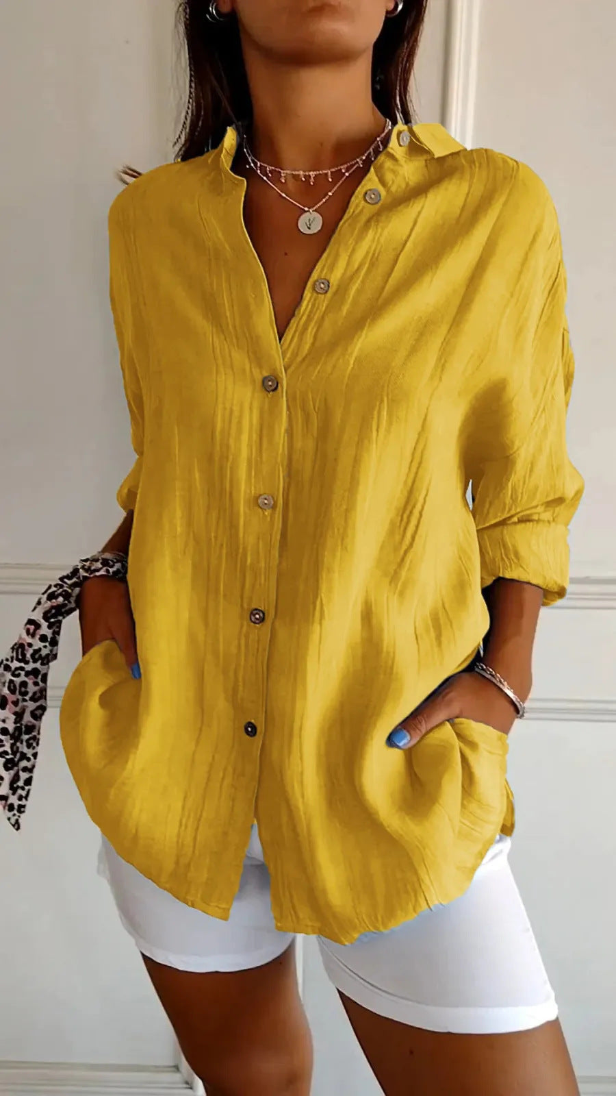 Women's Loose-Fit Lapel Shirt – Casual Button-Front Top