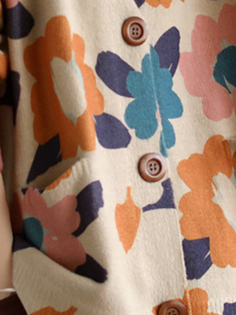 Open-Front Women's Printed Flower Cardigan