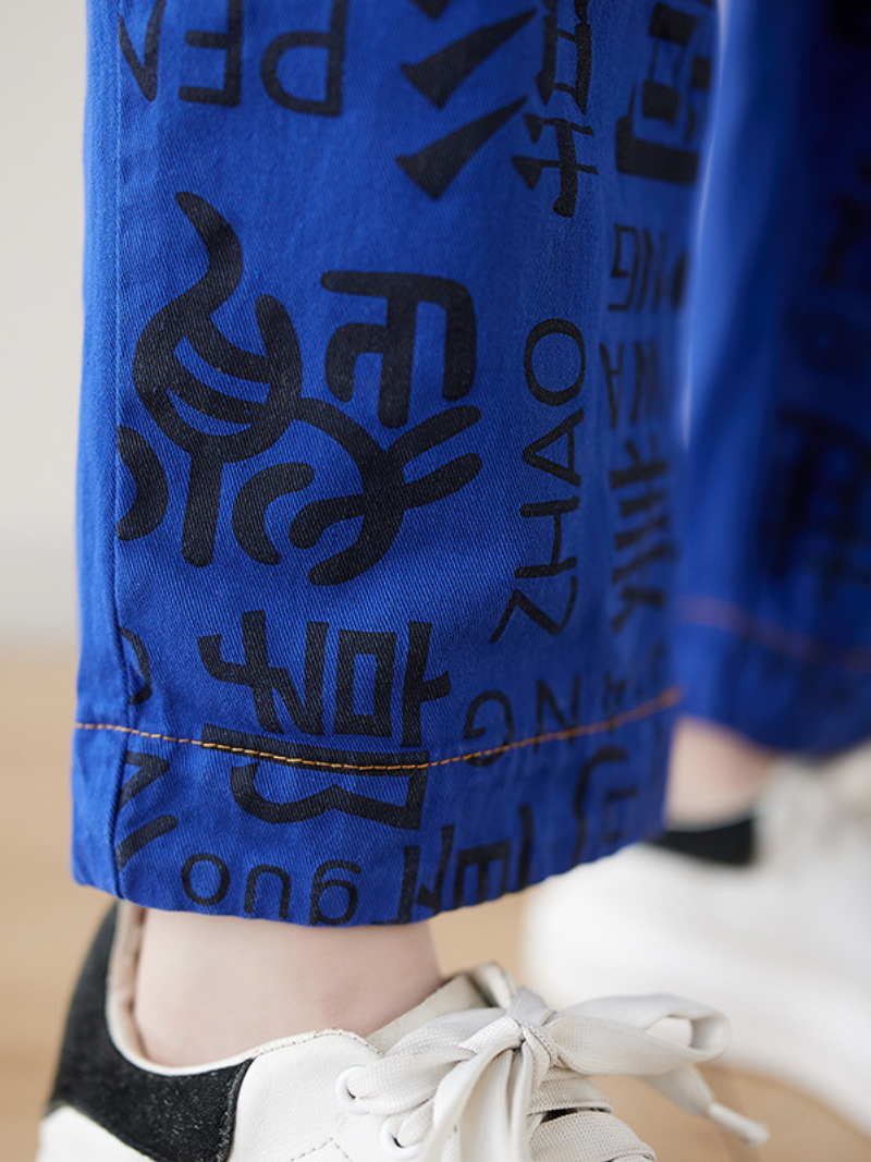 Alphabet Printed Casual Dungarees - Relaxed Everyday Fit
