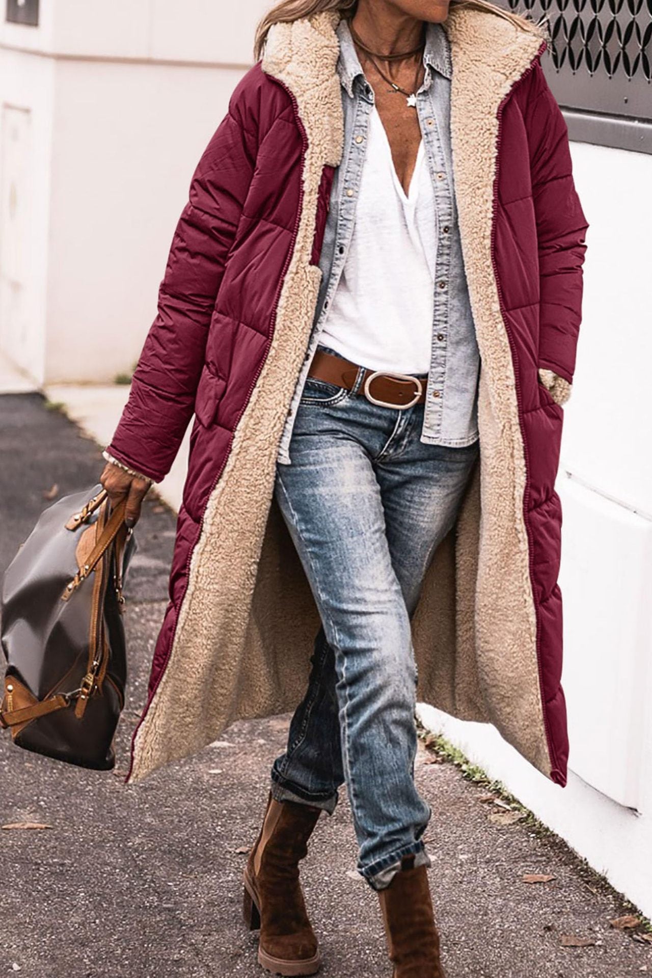 Women's Hooded Long Coat – Casual Winter Outerwear