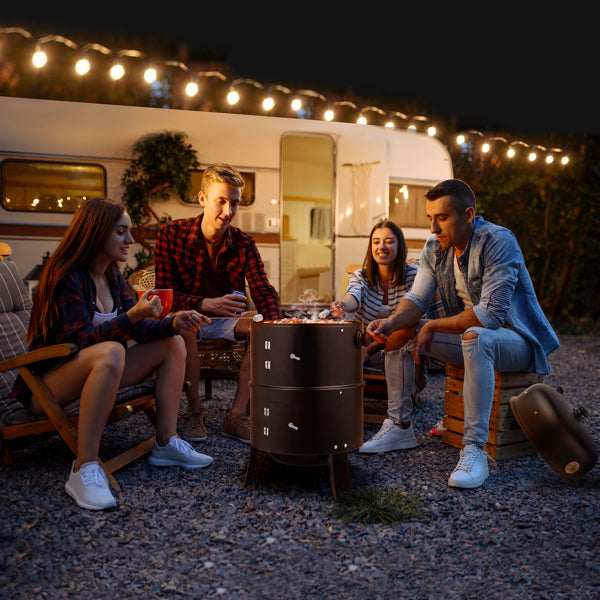 Barrel Charcoal Smoker Grill with Built-In Thermometer