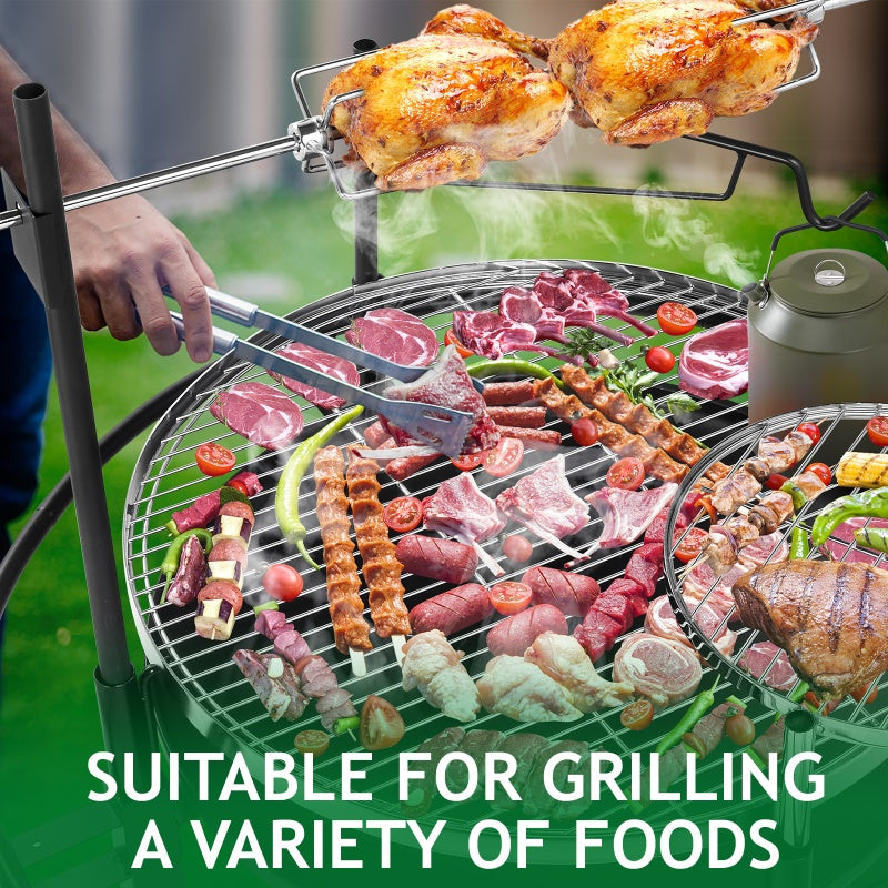 Round Charcoal Grill with Adjustable Grates – Outdoor BBQ Grill