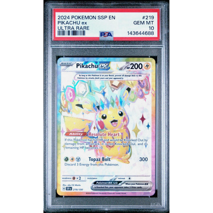 2024 POKEMON SSP EN-SURGING SPARKS ULTRA RARE #219 PIKACHU EX