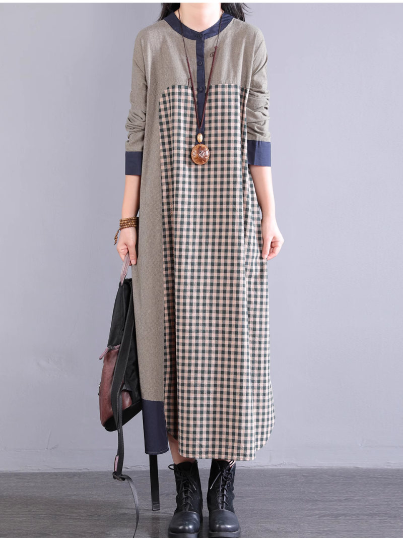 Casual Plaid Women's A-Line Midi Dress | Eva Trends