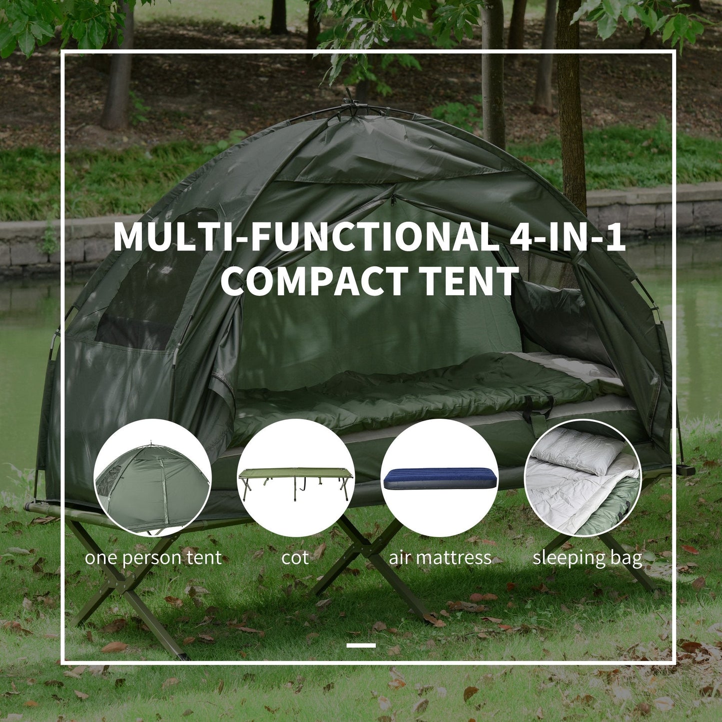 All-in-One Camping Cot Tent Combo – Elevated Sleeping Cot with Built-In Tent