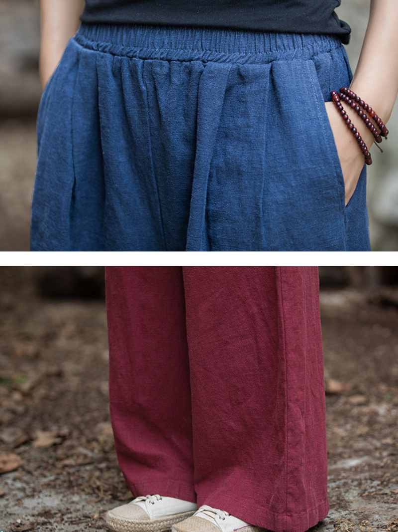 Women's Casual Summer Artistic Retro Wide-leg Loose Bottom