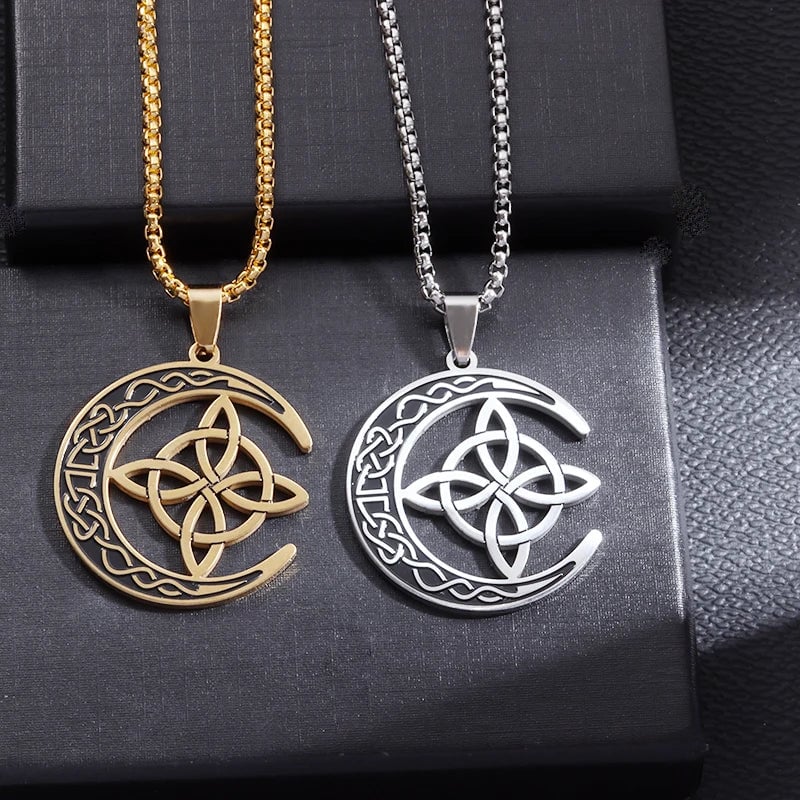 üßöCeltic Knot Crescent Steel Pendant Necklace‚ú®