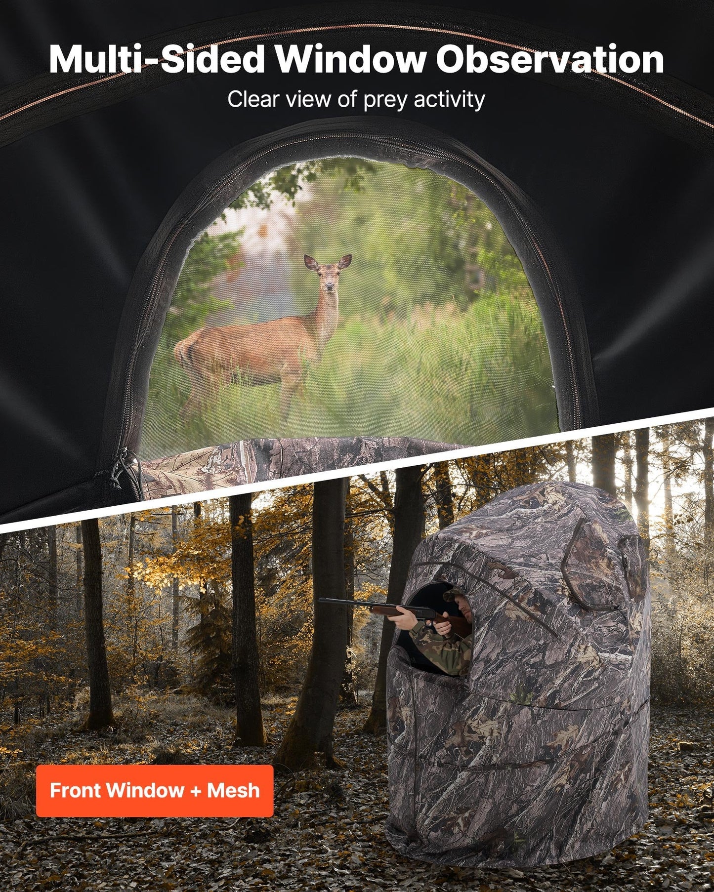 Single Person Hunting Ground Blind – Portable Camouflage Tent for Turkey & Deer