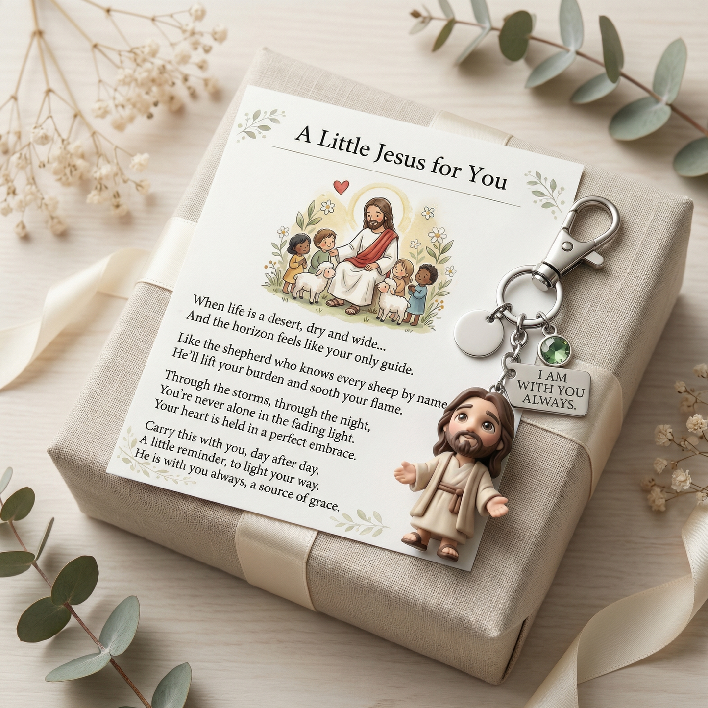 "A Little Jesus for You" - Comforting Pocket Reminder Keychain & Poem Card Gift Set üåüüôè