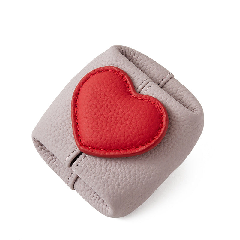Top-Grain Leather Mini Wallet with a Hint of Heartüíù