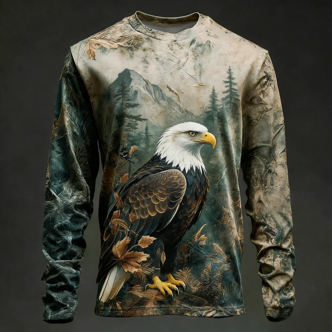 Men's Camo Deer Print Long Sleeve Shirt – Hunting & Outdoor Graphic Tee