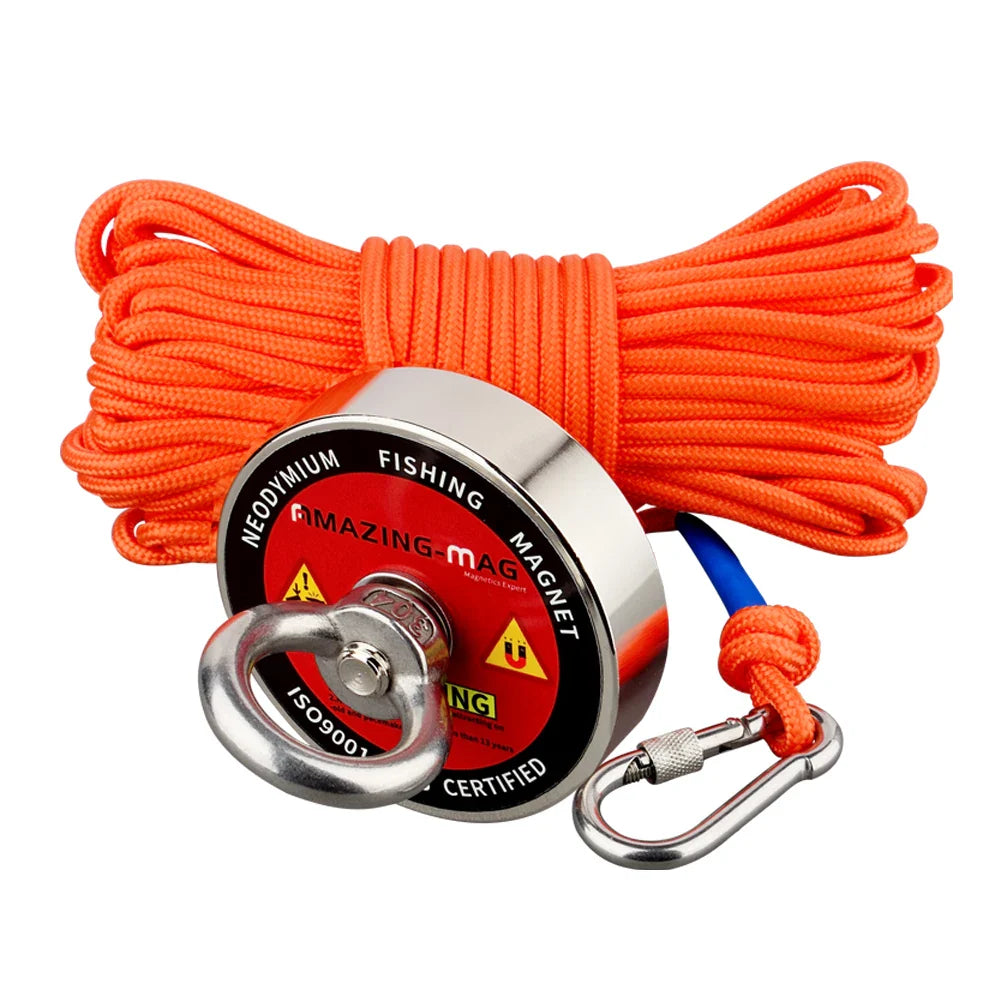 Neodymium Magnet Fishing Set – N52 Rare Earth Pot Magnet with Rope, 120KG or 200KG Pull