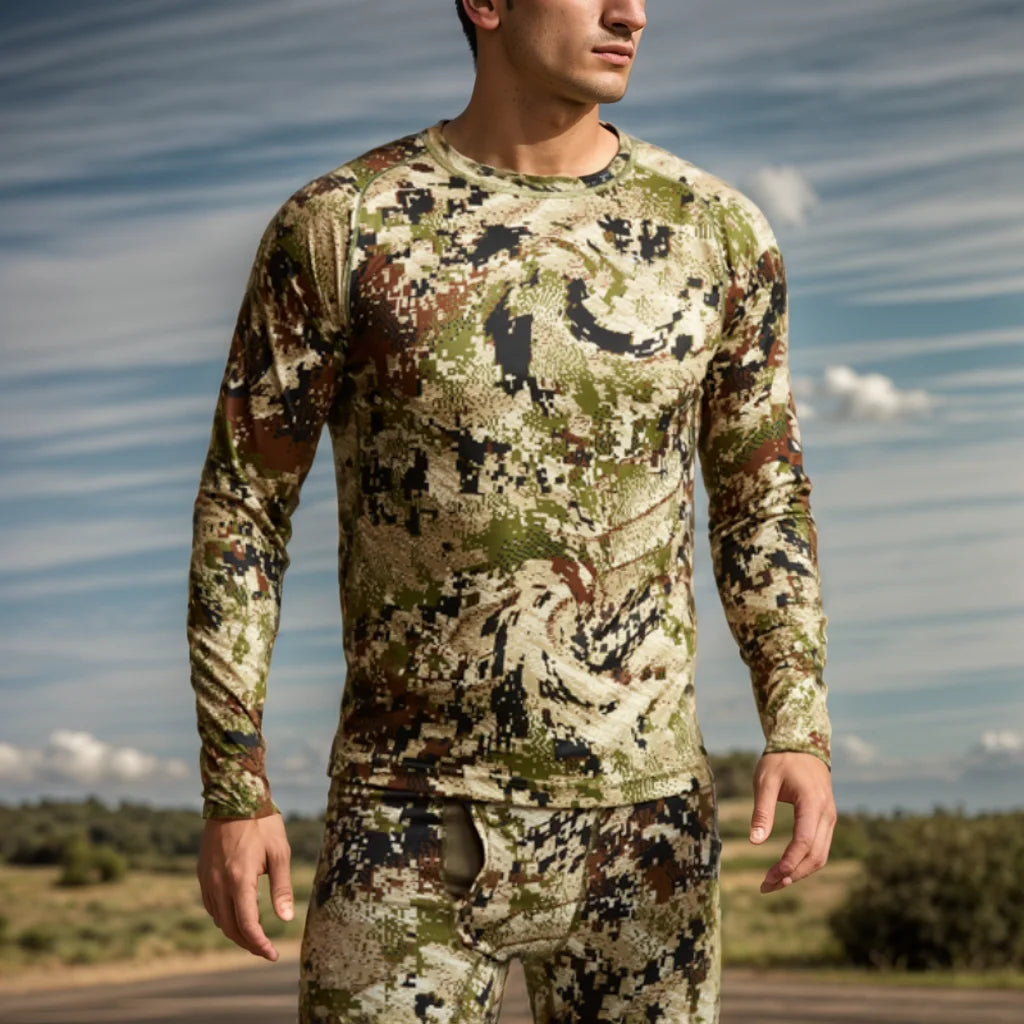 Men's Long Sleeve Camo Hunting & Fishing Pullover – Anti-Bacterial, Quick-Dry, Sizes M–XXXL