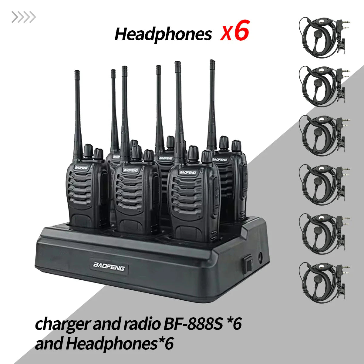6Pack Baofeng 888S Walkie Talkie UHF Two Way Radio Long Range for Adult Radio Walkie Talkies Portable Transceiver For Handheld