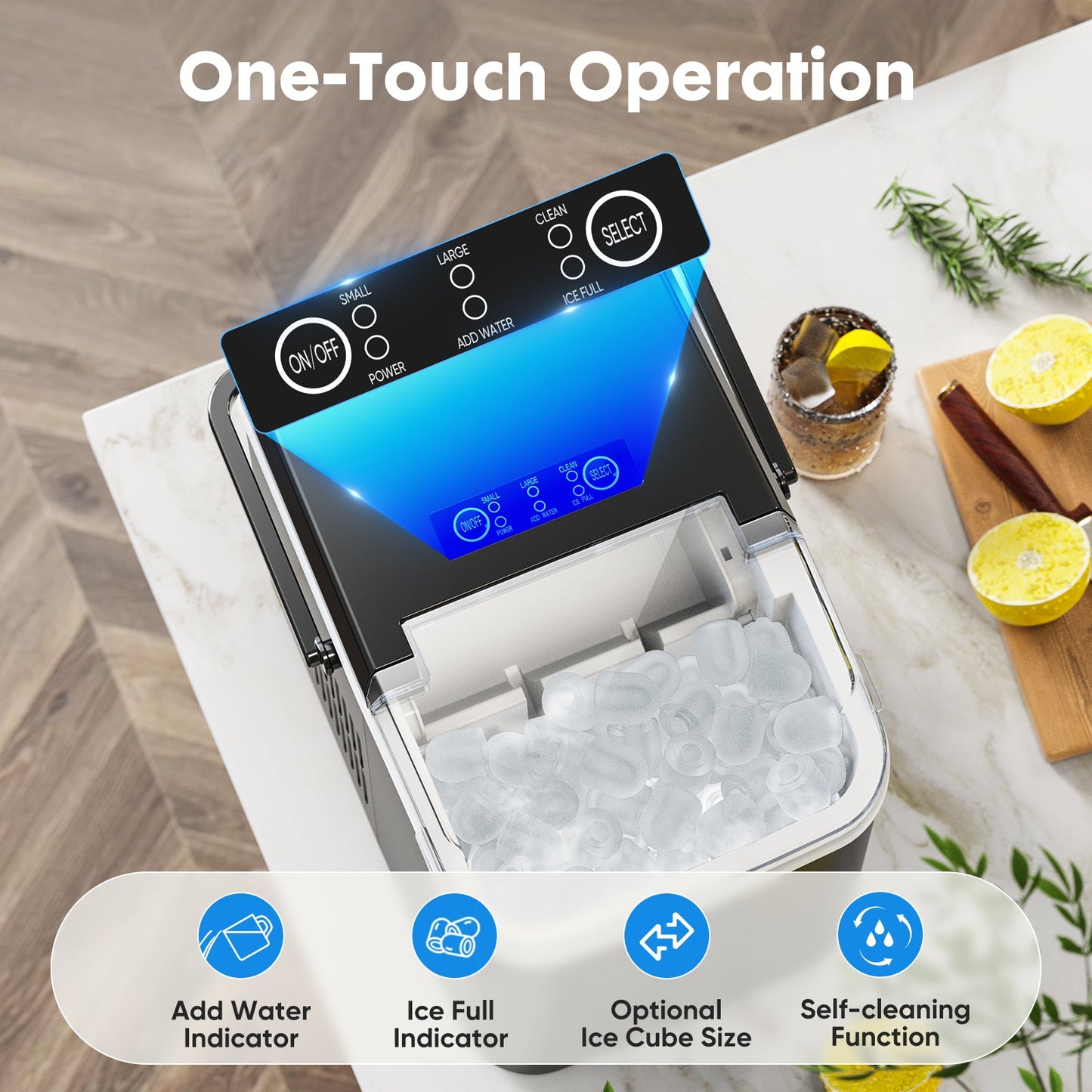 Portable Countertop Ice Maker | 26 lbs/Day, 2 Ice Sizes, Self-Cleaning