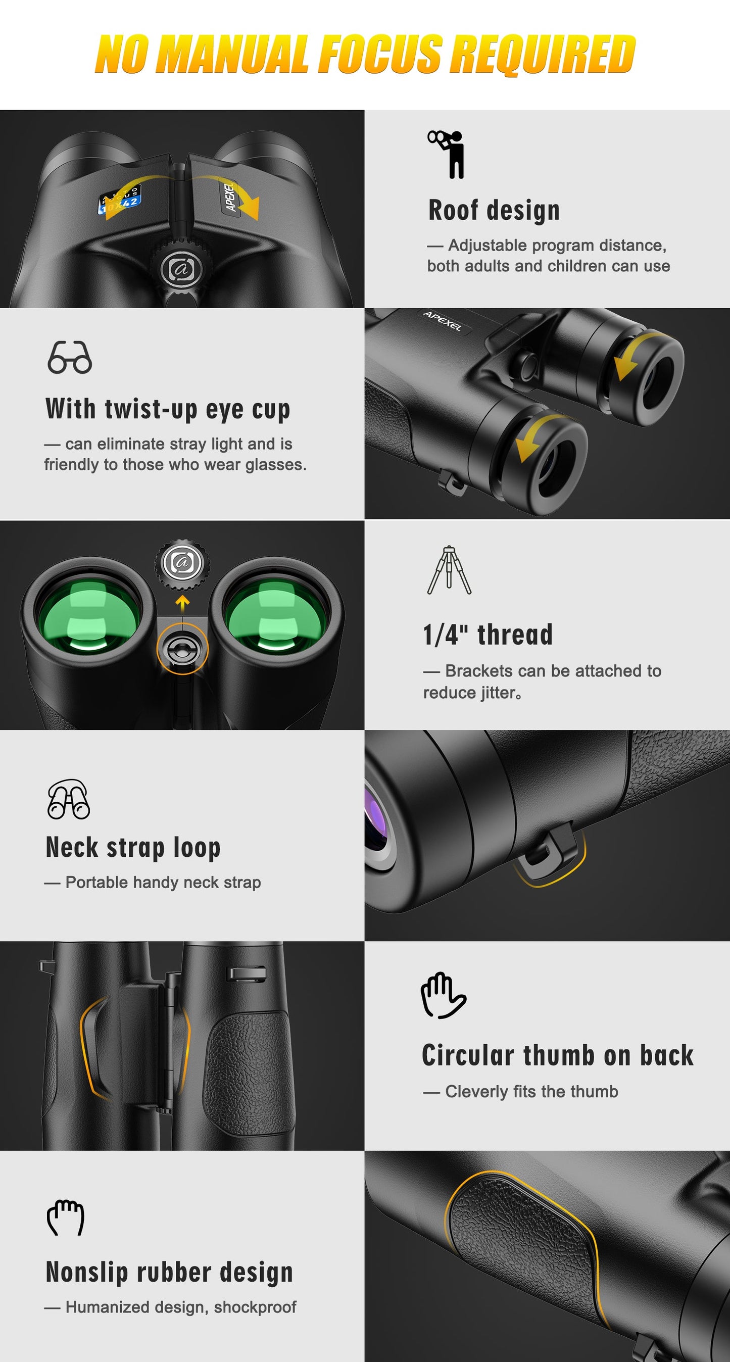 10x42 Autofocus Binoculars – Civilian Telescope with 5.8° Field of View