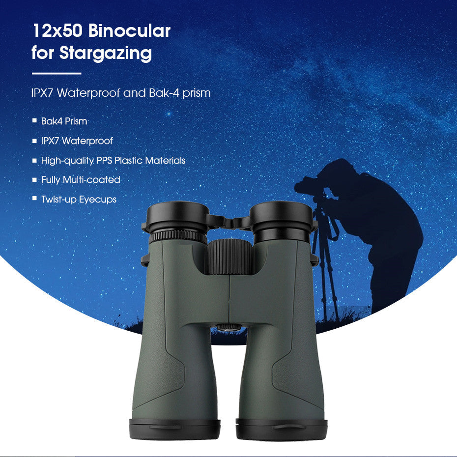 SA203 12x50 IPX7 Waterproof Binoculars – BAK4 Roof Prism, Full Multi-Layer Coating