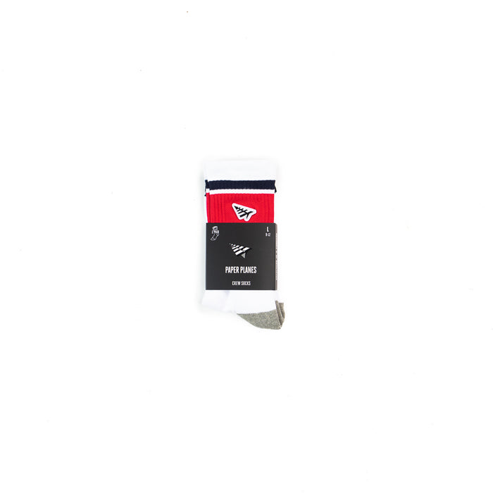 Embroidery Logo Patch Stripe Socks (White)