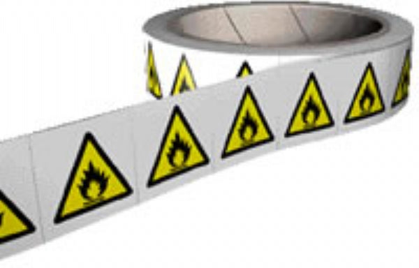 flammable labels on a roll