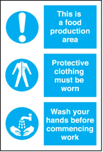 food prep area.. protec. clothing.. wash your hands.