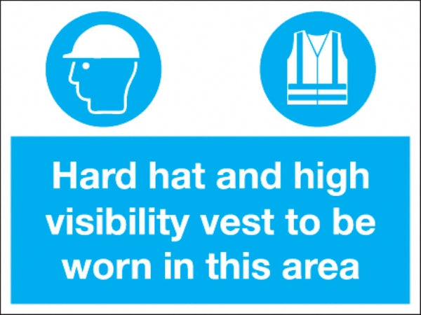 hard hat and high visibility vest to be worn