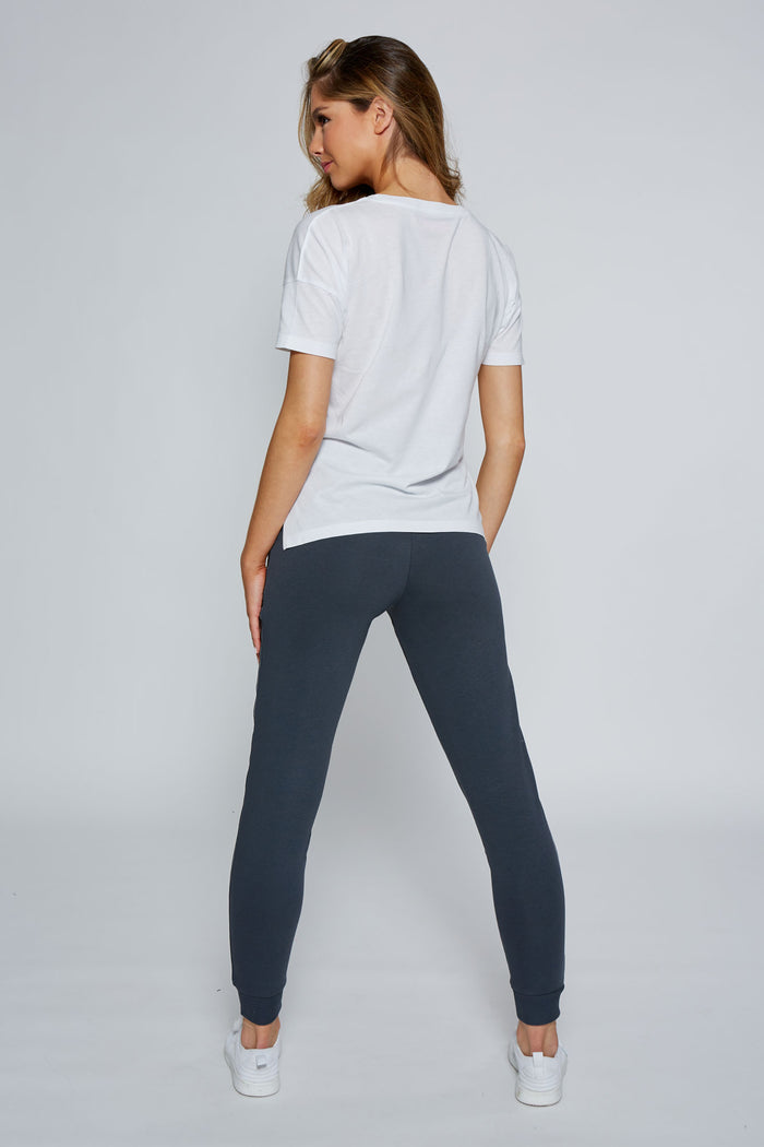 Woman wearing Charcoal Jacquard Joggers