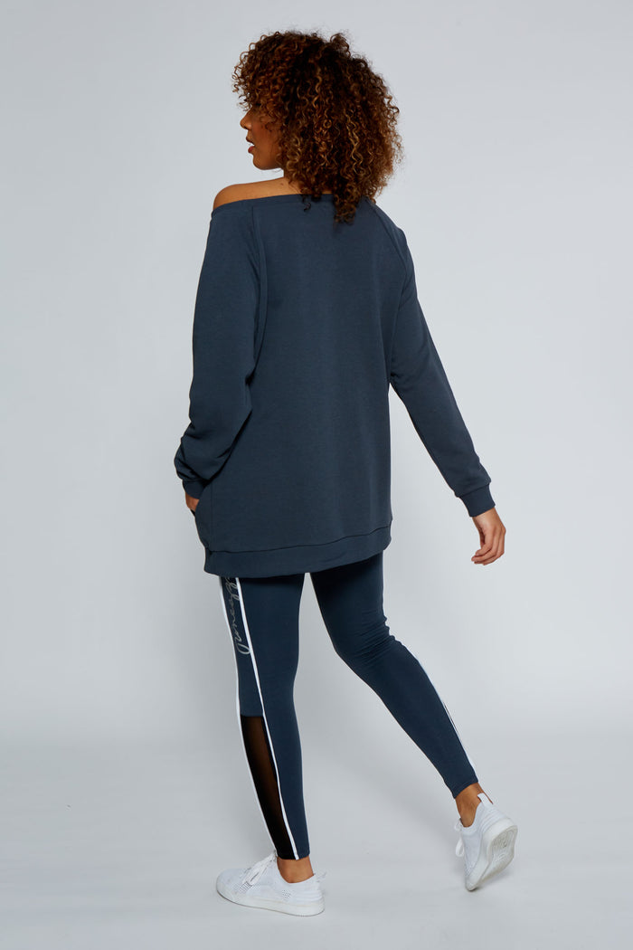 Woman wearing Charcoal Monster Sweater