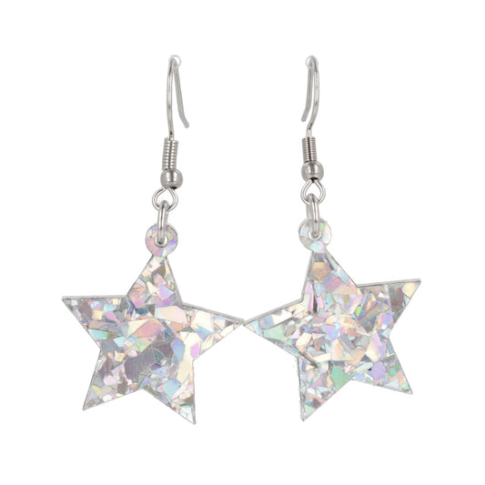 Silver Confetti Stars Earrings