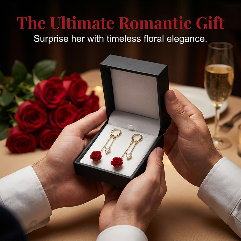 üì¢üì¢40% OFF !! ‚è∞French Vintage Red Rose Dangle Earrings