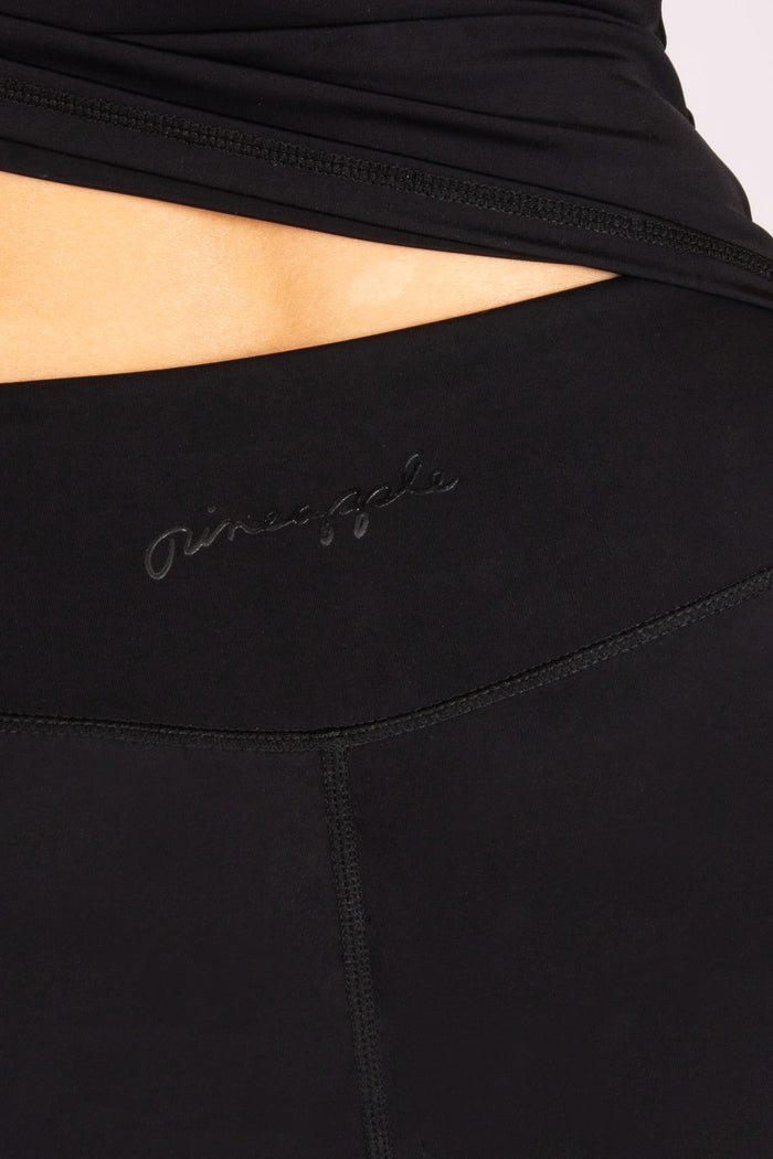 Detail shot of invisible branding at the back of the cycling shorts