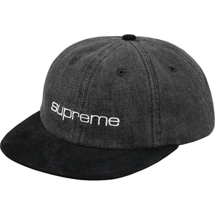 Supreme Denim Suede Compact Logo 6-Panel Black