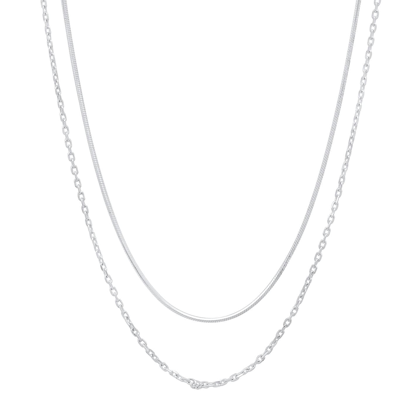 Double Link And Snake Chain Necklace