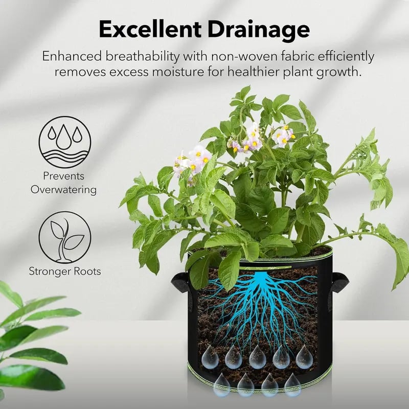 üå± 5-Pack 5 Gallon Grow Bags ‚Äì Heavy Duty Aeration Fabric Pots with Handles for Vegetables, Flowers & Fruits ü™¥