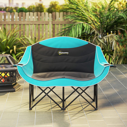 Double Camping Chair with Armrests & Cup Holders – 551 lb. Capacity, Foldable