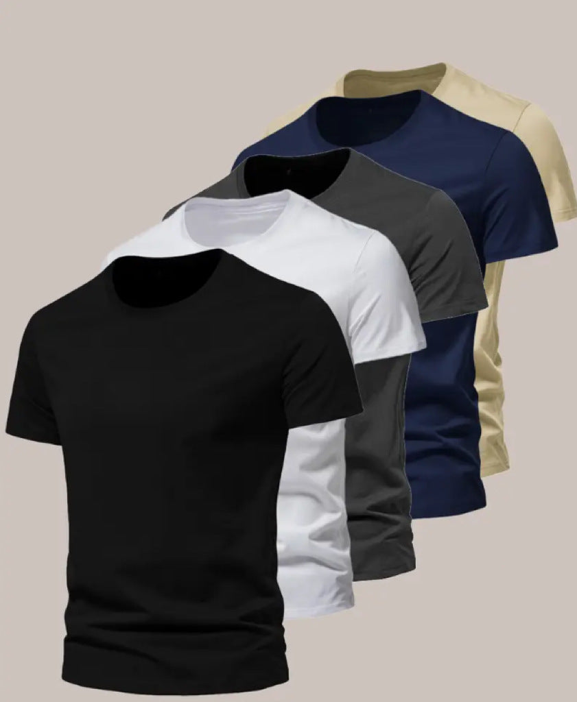 Men's Letter Print Crew Neck Short-Sleeve T-Shirt 5-Pack