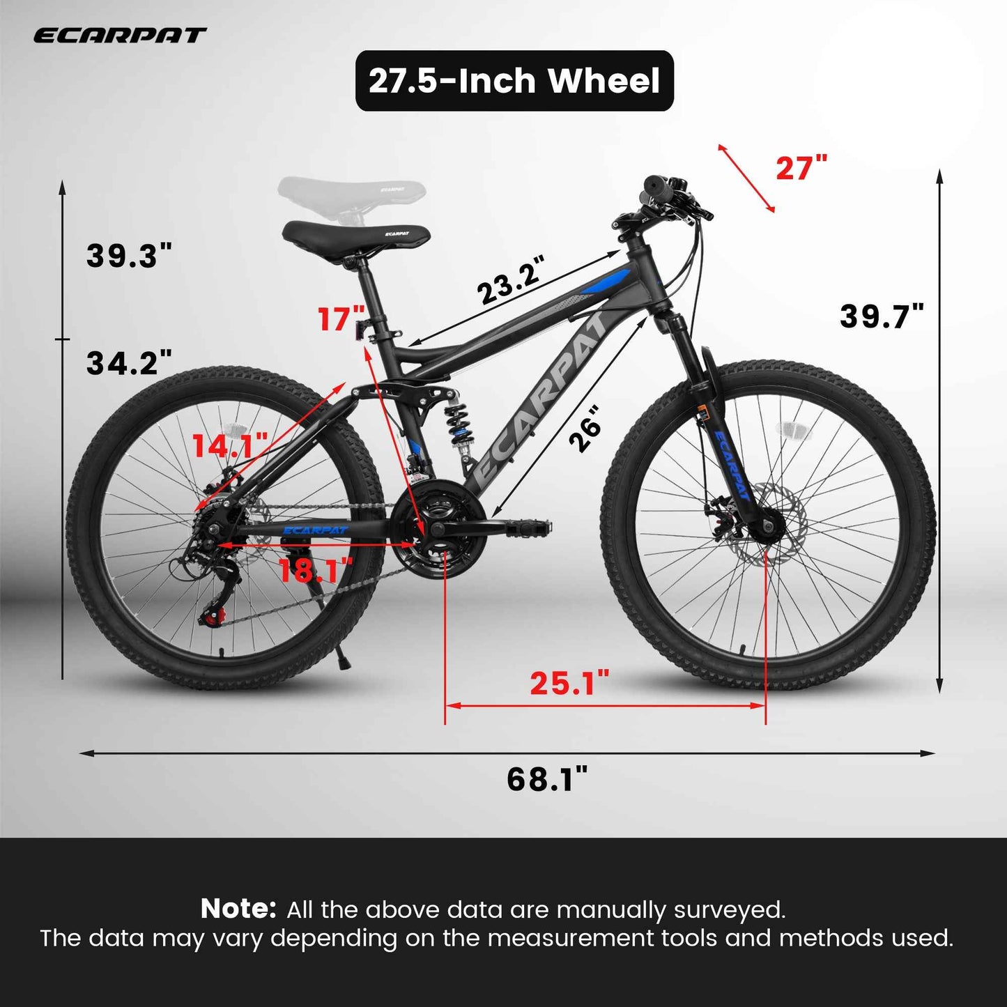 27.5" Full-Suspension Mountain Bike | 21-Speed, Mechanical Disc Brakes & Dual Shock Absorbers