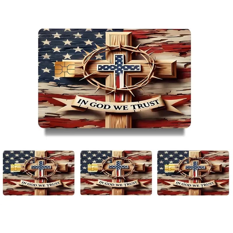 üí≥‚úùÔ∏è Faith & Patriot Card Sticker Set ‚Äì Inspirational Credit Card Stickers with Cross & Scripture Designs