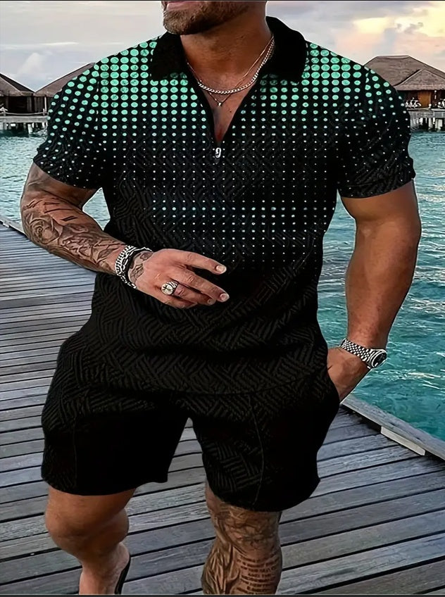 Men's Polo Shirt & Shorts Set – Short Sleeve, 7 Colors, S–3XL