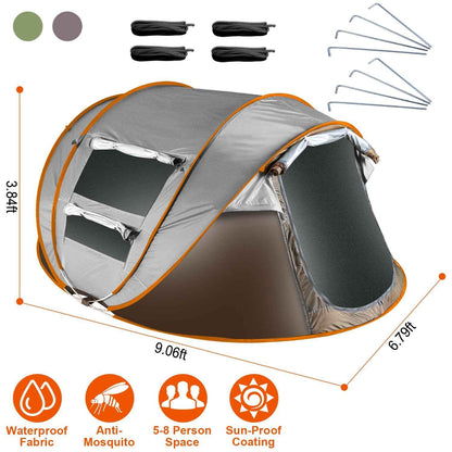 5–8 Person Instant Pop-Up Camping Tent – Waterproof with Mosquito Net Windows & Carry Bag
