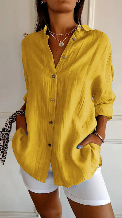 Women's Loose-Fit Lapel Shirt – Casual Button-Front Top