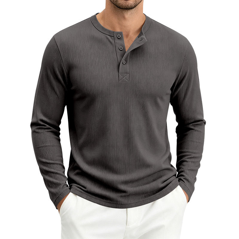 Men's Ribbed Long-Sleeve Loose Fit T-Shirt