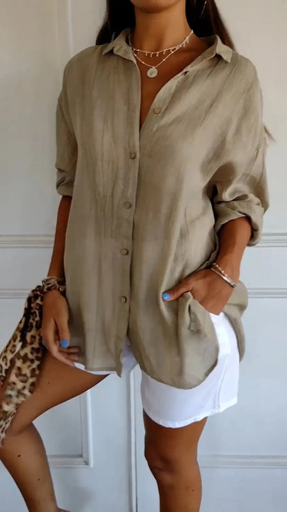 Women's Loose-Fit Lapel Shirt – Casual Button-Front Top
