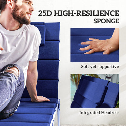 Foldable Chaise Lounge Cushion Set of 2, Outdoor Lounge Chair Cushion Set, UPF50+ 230gsm Olefin, 80" x 26" Dark Blue