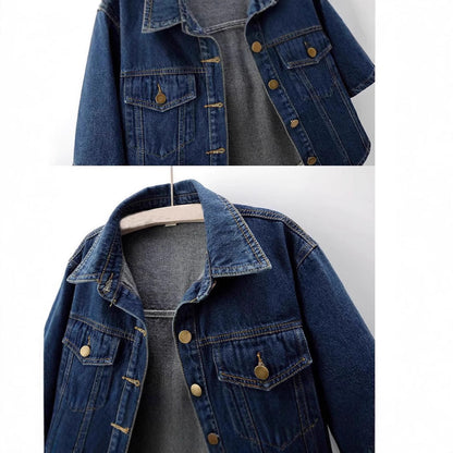 Women's Cropped Denim Jacket – Dark Blue & Light Blue