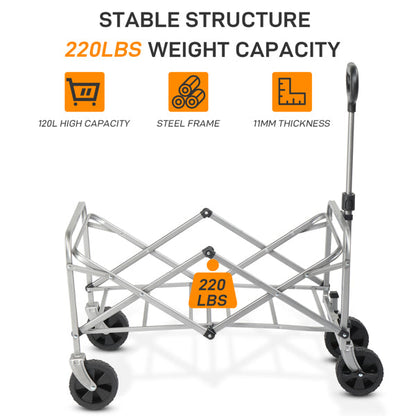Foldable Garden Cart with Oxford Cloth & Steel Frame – Heavy-Duty Collapsible Wagon
