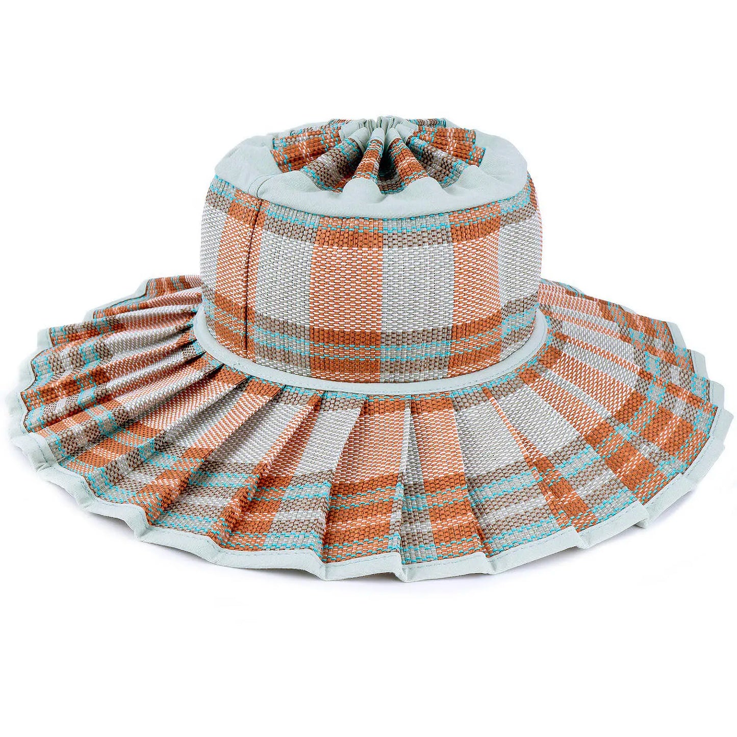 Handmade Foldable Straw Sun Hat for Women ‚Äì UPF 50+ Wide Brim Pleated Beach Hat with Ponytail Opening & Packable Roll-Up Design