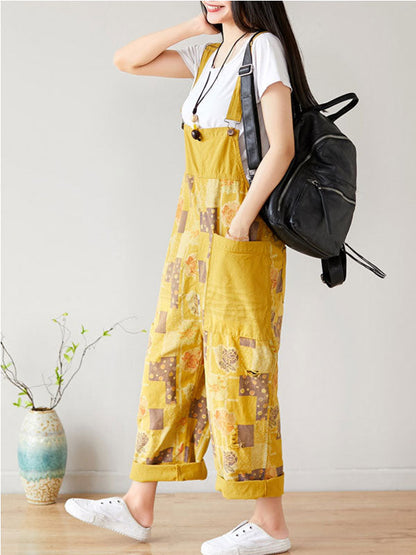 Patchwork Floral Cotton Overall Dungarees