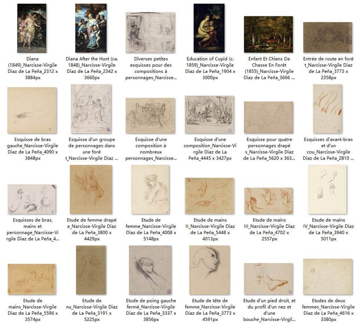 122 Painting Images by Narcisse-Virgile Diaz de La Peña French, 1808 - 1876 - Tibetan Buddhist thangka, detailed view
