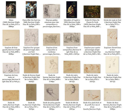 122 Painting Images by Narcisse-Virgile Diaz de La Peña French, 1808 - 1876 - Tibetan Buddhist thangka, detailed view