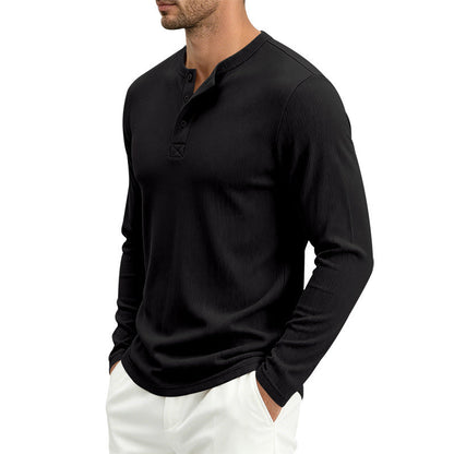 Men's Ribbed Long-Sleeve Loose Fit T-Shirt